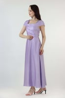 فستان موف ساتان بقصة واسعة