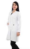 لابكوت نسائي طبي لون أبيض طول (36 إنش) المعطف الطب...