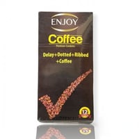 انجوي واقي ذكري منقط ومضلع ومؤخر بنكهة القهوة 12 ق...