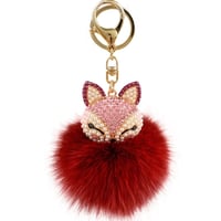 ميدالية كرة الفراء مع تعليقة أكريليك