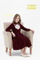 فستان مخمل عنابي أنيق