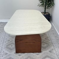 طاولة قهوه سطح بديل الرخام ملمس ناعم قاعدة الخشب س...