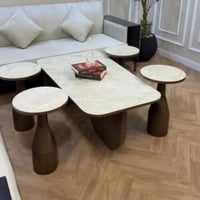 طقم طاولات قهوة بتصميم رخامي فاخر