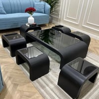 طقم طاولات قهوة ارضية 7 قطع بتصميم عصري