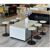 طقم طاولة خدمة خشب بديل الرخام نيو ديزاين 7 قطعة