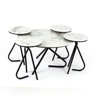 طقم طاولة بسطح خشبي