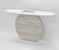 مدخل - كونسول خشب رمادي سطح خشب أبيض - بتصميم فاخر...