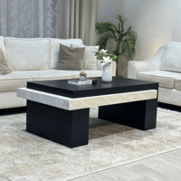 طاولة تقديم خشب سنديان اسود بتفاصيل رخامية تصميم أ...