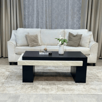 طاولة تقديم خشب سنديان اسود بتفاصيل رخامية تصميم أ...