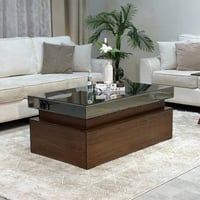 طاولة ضيافة خشب سنديان بني سطح زجاج مرايا #عروض_ال...