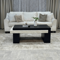 طاولة تقديم خشب سنديان أسود بتفاصيل رخامية – تصميم...