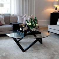 طاولة ضيافة قاعدة سوداء سطح زجاج شفاف - بتصميم أني...