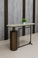 مدخل كونسول بديل رخام حديد بني غامق بتصميم عصري وأ...