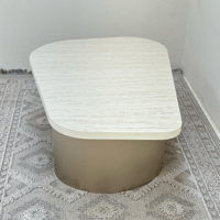 طاولة قهوة سطح بديل الرخام ترافنتينو ملمس ناعم قاع...