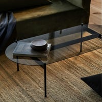 طاولة ضيافة حديد أسود سطح زجاج أسود شفاف - بتصميم...