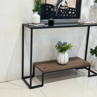 مدخل خشب بني دورين زجاج أسود