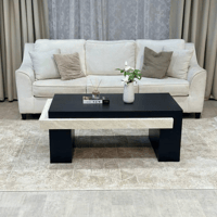 طاولة تقديم خشب سنديان اسود بتفاصيل رخامية تصميم أ...