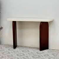 طاولة مدخل سطح بديل الرخام ملمس ناعم قاعده خشب لون...