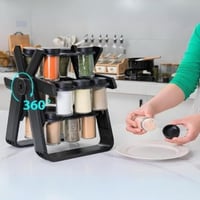 رف دوار لتنظيم التوابل مكون من 18 عبوة بسعة 100مل