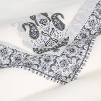 شال كشميري شتوي صوف 100% لون زيتي على أزرق