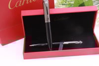 قلم Cartier اسود مع فضي غامق