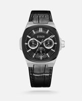 ساعه ZYROS رجاليه بسير جلد اسود