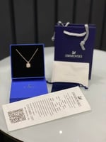 سلسال Swarovski حلق مع فص ابيض