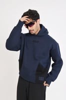 Navy hoodie with slanted pocket