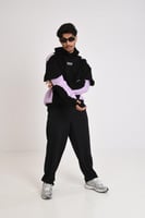 Purple and black double sleeve hoodie