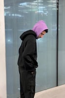 Double Cap Hoodie Purple and Black