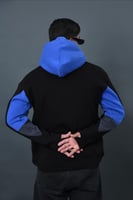 هودي دبل كاب أسود وأزرق Double Cap Tricolor Hoodie