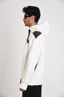 Off white and brown leather hoodie