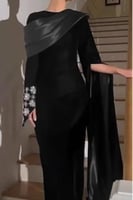 فستان سهرة أنيق شتوي بلونين اسود و عودي