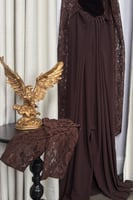 فستان سهرة أنيق شتوي لون بني