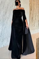 فستان سهرة أنيق شتوي لون أسود