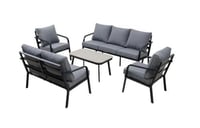 طقم جلسة خارجية 7 اشخاص المنيوم - اسود ورمادي