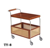 عربية تقديم خشبي دورين راتان - بني