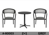 طقم كرسين وطاولة خارجية - رمادي