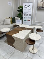 طقم طاولا تفصيل 5 قطع بديل الرخام