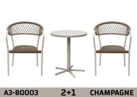 طقم كرسين وطاولة خارجية - بيج