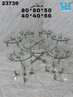 طقم طاولات 7 قطع استيل فضي