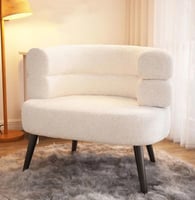 كرسي مفرد قماش بوكليه - ابيض