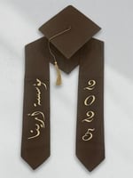 طقم وشاح وقبعة تخرج سادة