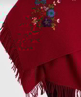 شال أحمر عقيقي صوف كشميري مع صوف تركي تطريز يدوي 7...