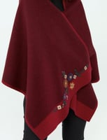 شال أحمر عقيقي صوف كشميري مع صوف تركي تطريز يدوي 7...