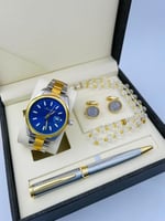 طقم رجالي مكس فضي بذهبي