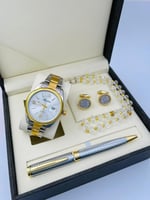 طقم رجالي مكس فضي بذهبي