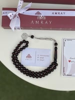 سبحه مخطط نص شفاف اسود محمر