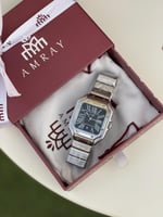 ساعه رجاليه فضي-اسود