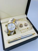 طقم رجالي مكس فضي بذهبي